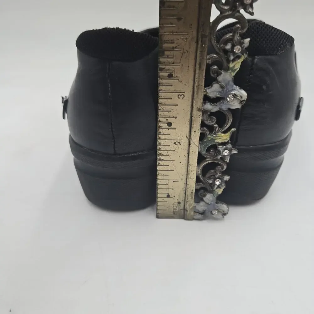 KEEN Kaci Black Full Grain Leather Slip On Clogs Shoes Womens 7.5 Nurse Work